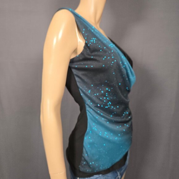 Y2K Sleeveless Glitter Layered Top Fairy grunge Going Out Size M Blue Black - Picture 7 of 10